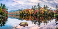 "Cloudy Sunset Fall Foliage at Lefferts Pond, VT" 
